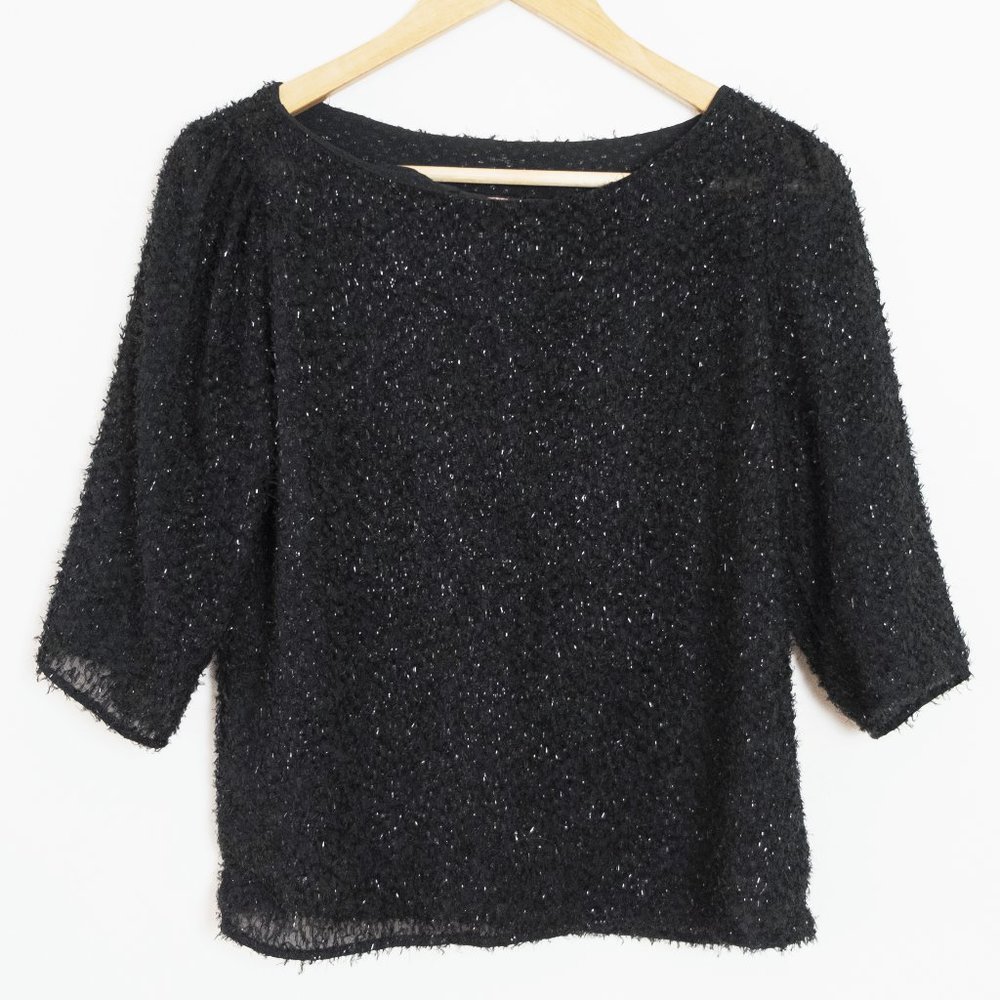 Vintage Union Made Fringe Textured Metallic Top